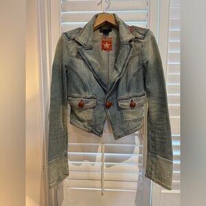 Diesel Faded Blue Tuxedo Denim Jacket with Brown Buttons